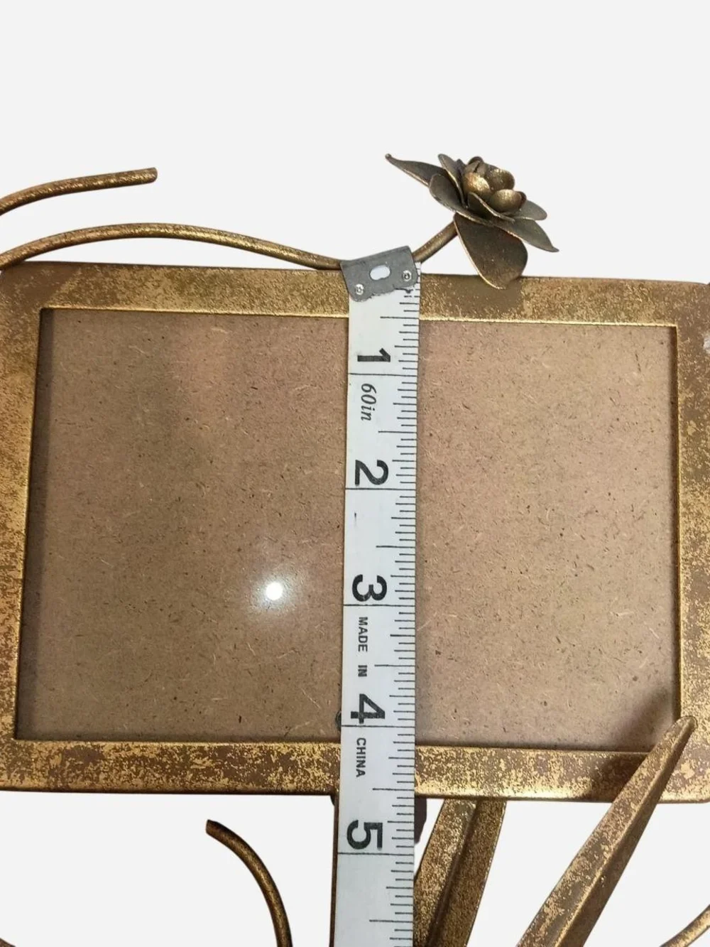 Floral Metal Photo‎ Frame Stand - Gold
